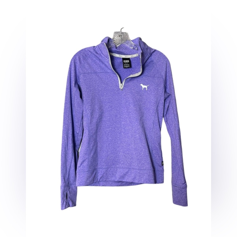 PINK Victoria's Secret purple atheleisure 1/4 zip thumb holes pullover size sm